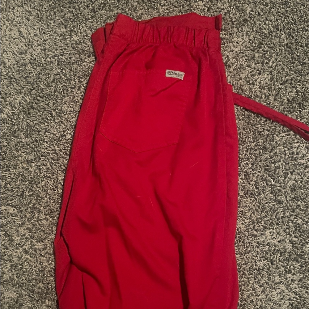 Greys Anatomy Vibrant Red Scrub Pants